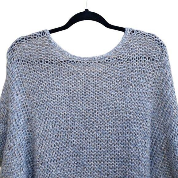 Theory Davini Zebra Alpaca Wool Marled Kimono Sleeve Sweater Gray Gold Sz S - Picture 10 of 14